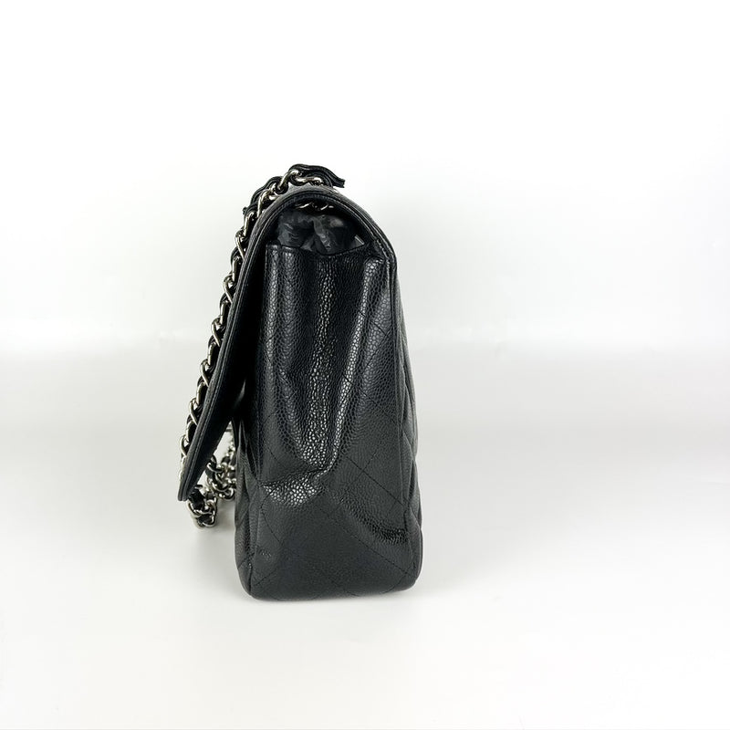 Maxi Single Flap Caviar Leather in Black SHW