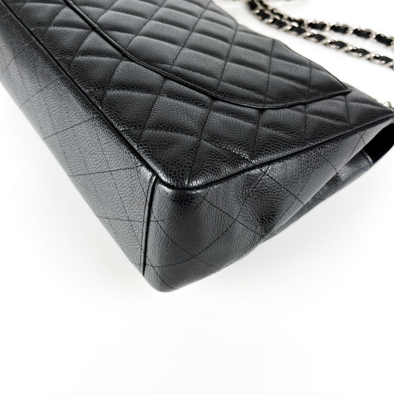 Maxi Single Flap Caviar Leather in Black SHW