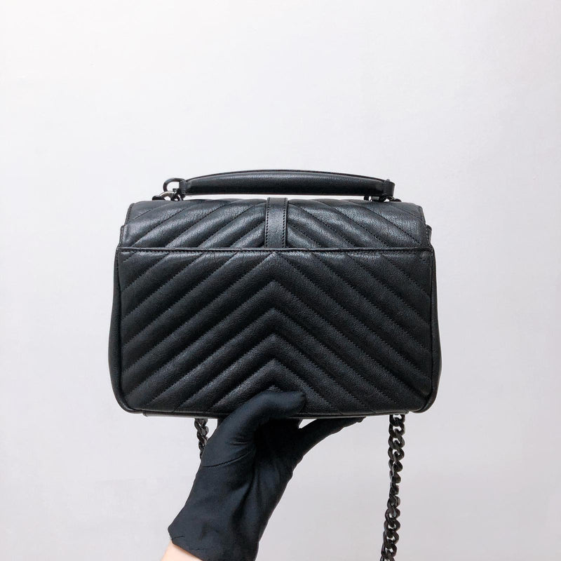 Black Medium College Leather Bag