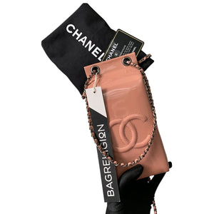 Rare CC Milk Carton Patent Chain Crossbody Bag in Pink
