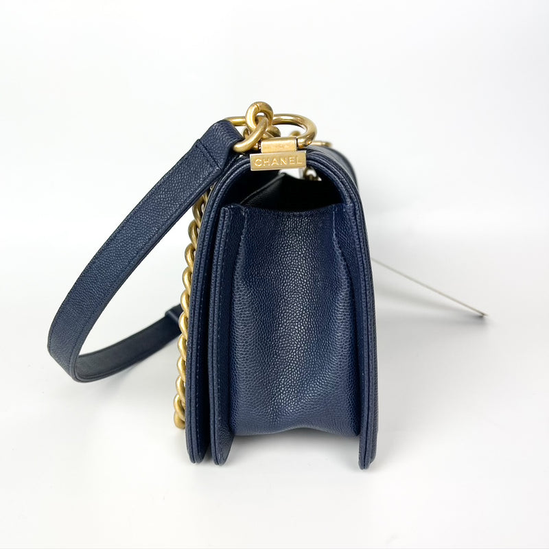 Navy Blue Old Medium Caviar Le Boy with GHW