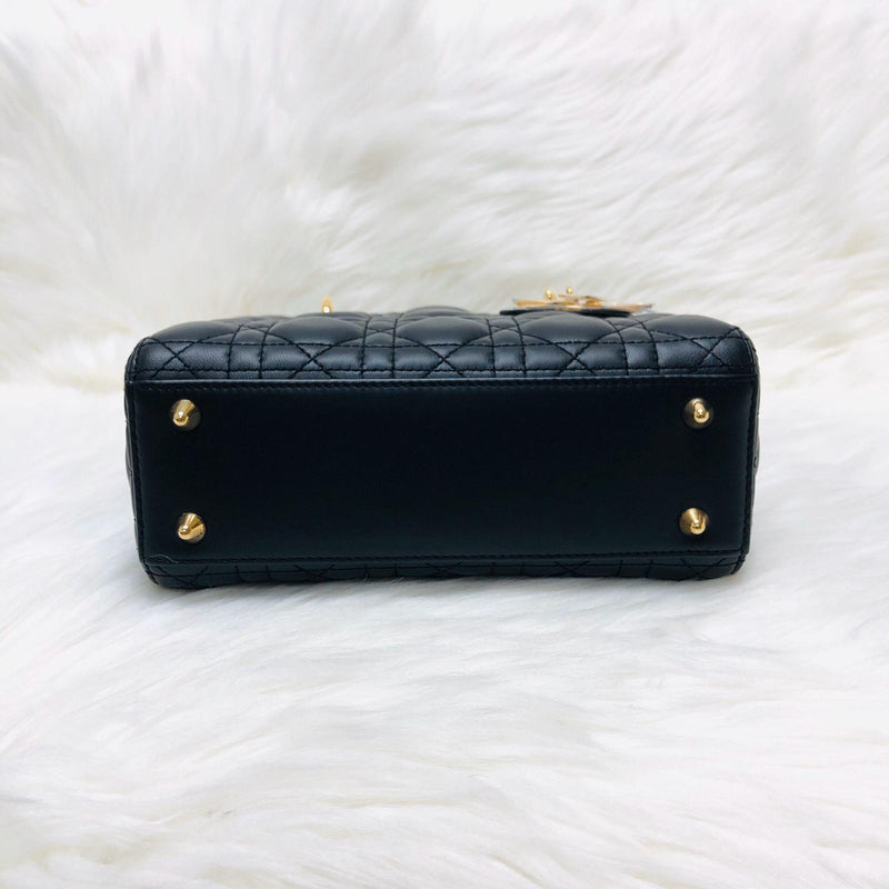 Christian Dior Lambskin Cannage Small Lucky Badges My Lady Dior Black