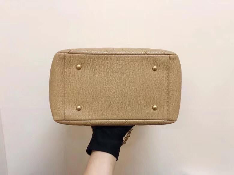 Petite Timeless tote in Beige Caviar with GHW