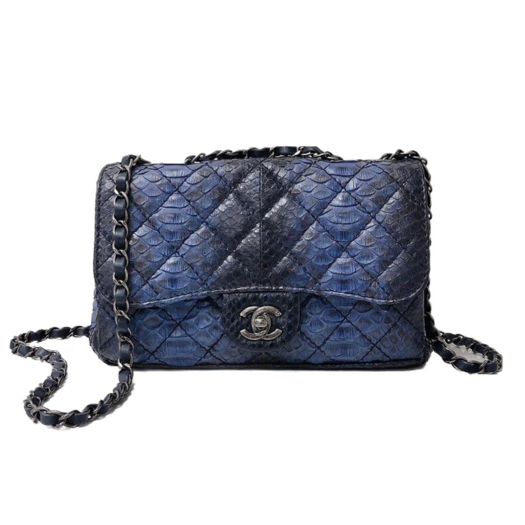 Medium Bag Python Leather Blue