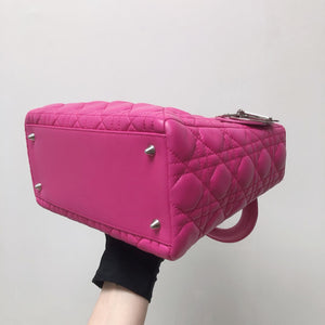 Cannage Lambskin Lady Dior Medium Bag in Magenta Pink