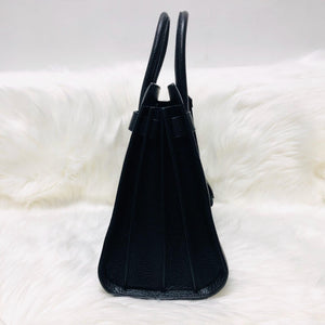 Small Sac De Jour in Black Grained Leather with strap