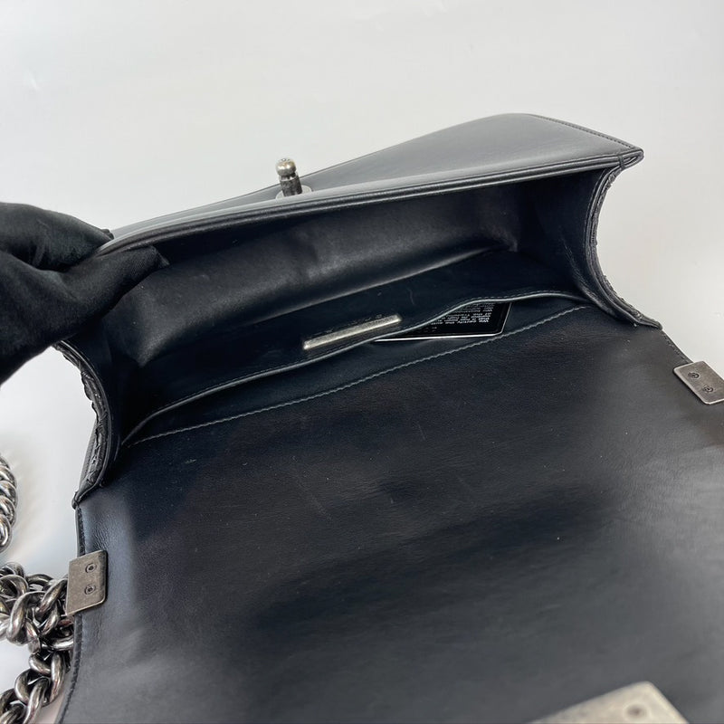 Python Black Old Medium Boy Bag in Black with RHW
