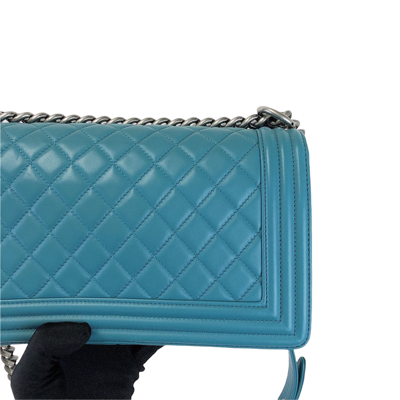PRELOVED CHANEL Blue Lambskin Medium Boy Bag with Silver Hardware 2460 –  KimmieBBags LLC