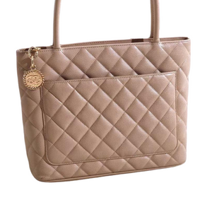 Vintage Medallion Tote Caviar Beige GHW