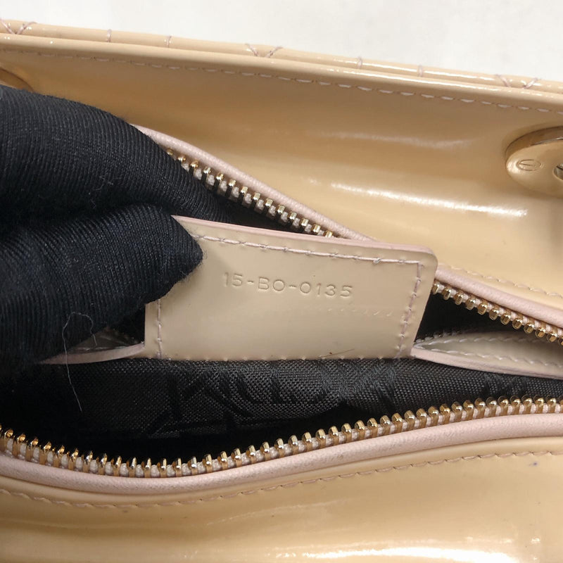 Lady Dior Patent Cannage Medium Bag in Beige
