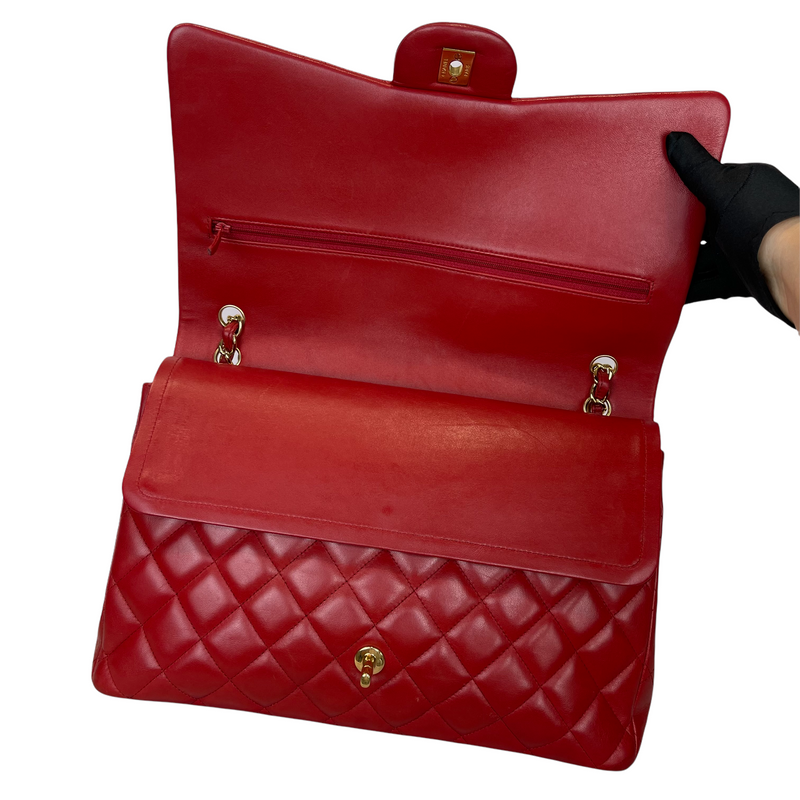 Double Flap Maxi Lambskin Red GHW