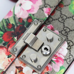 Small GG Supreme Monogram Blooms Padlock Shoulder Bag in  Antique Rose