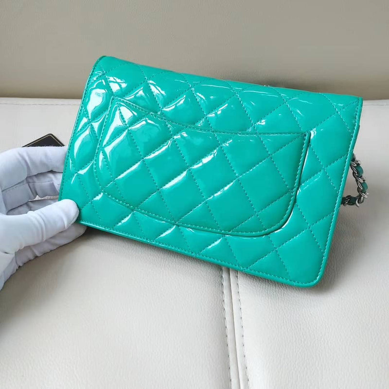 Patent Leather Quilted WOC SHW Teal