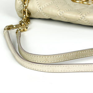 Calfskin Quilted Medium Wild Stitch Flap Beige