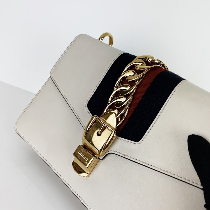 Sylvie Small Shoulder Bag in White GHW
