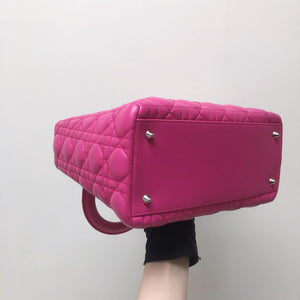 Cannage Lambskin Lady Dior Medium Bag in Magenta Pink