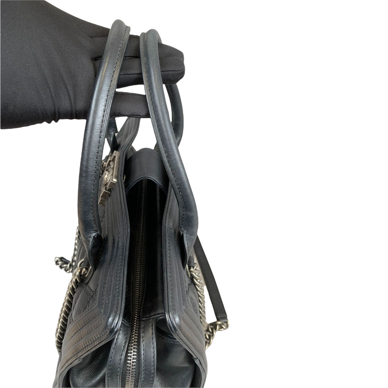 Double Stitched Boy Calf Tote Black RHW