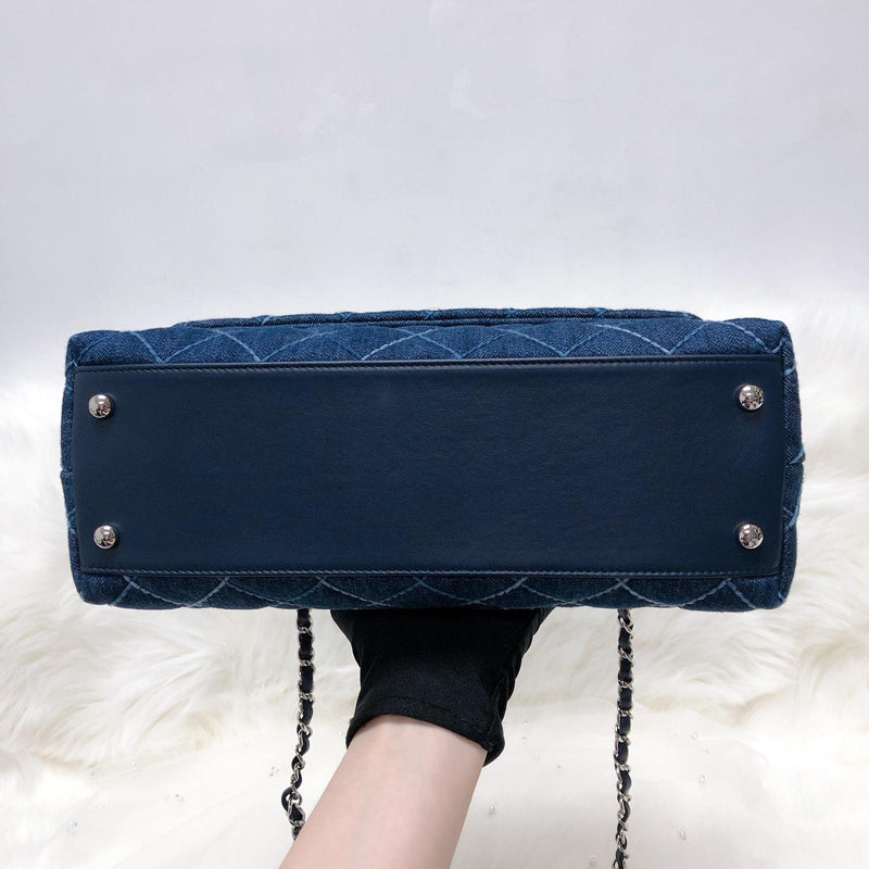 Blue Denim Quilted Medium Coco Handle Flap