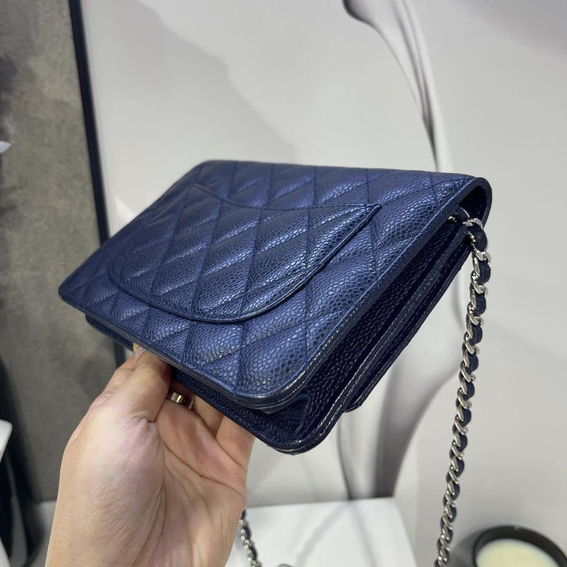 Chanel Blue Caviar Leather Chain Wallet Handbag MSLRXXDU 144010012747