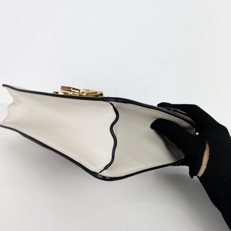Sylvie Small Shoulder Bag in White GHW