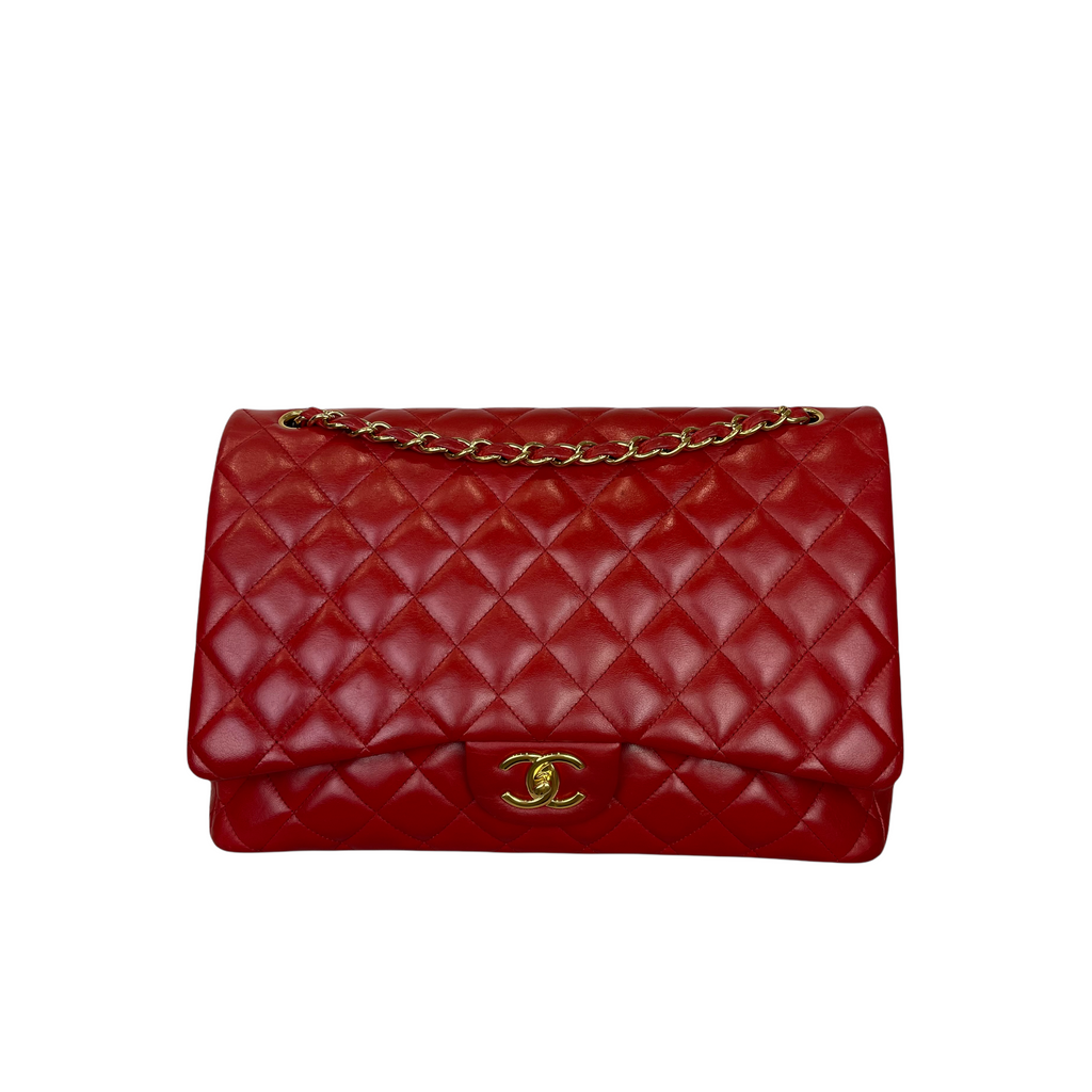 Double Flap Maxi Lambskin Red GHW