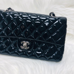 Classic Double Flap Patent Leather M/L SHW Black