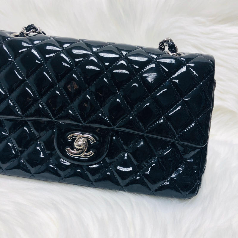 Classic Double Flap Patent Leather M/L SHW Black