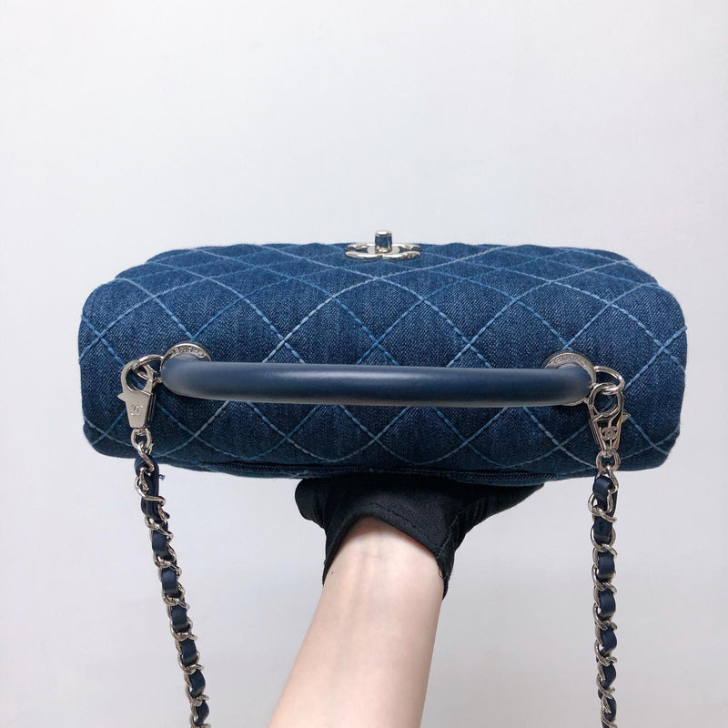 Blue Denim Quilted Medium Coco Handle Flap