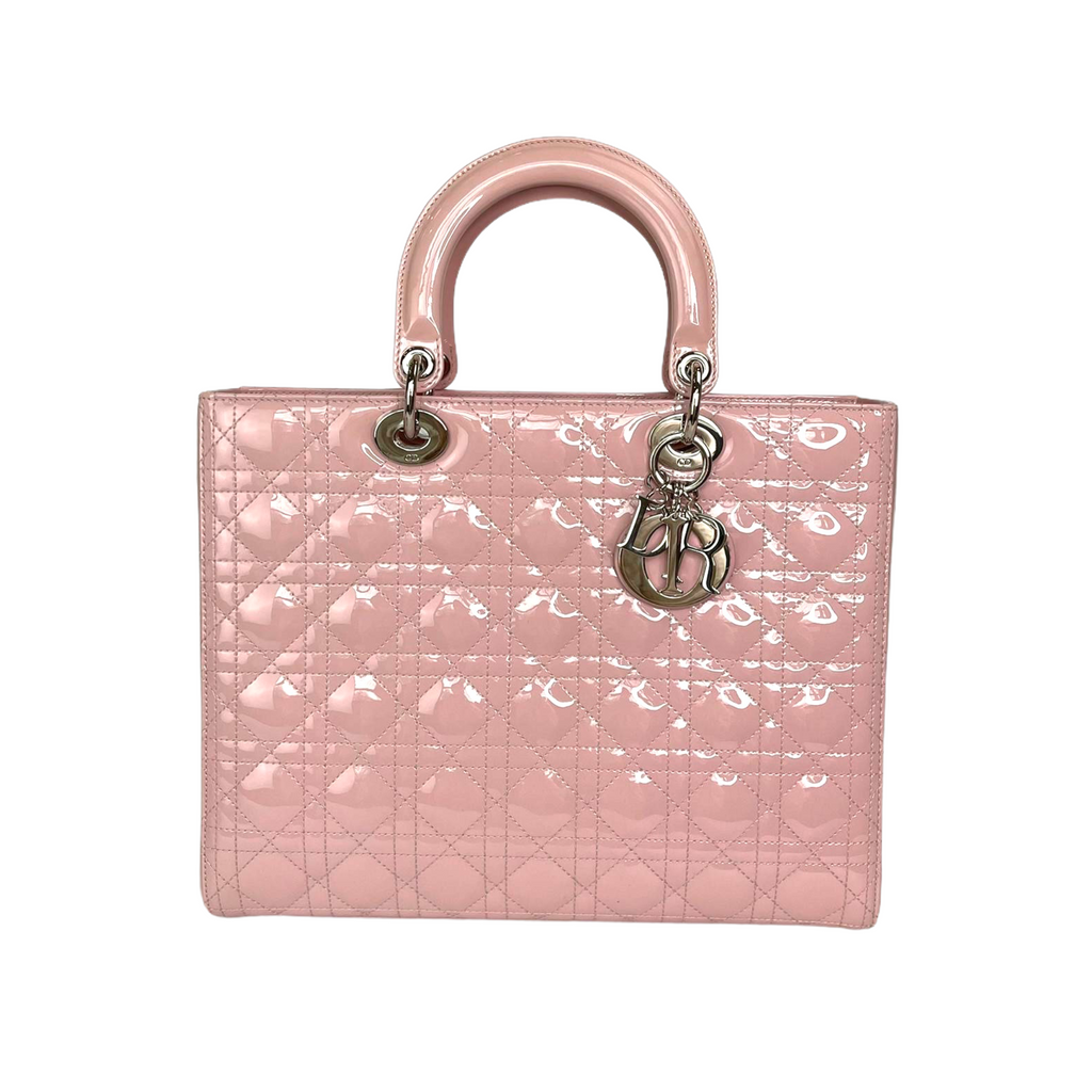 Lady Dior Large Patent Quilted in Pink with SHW