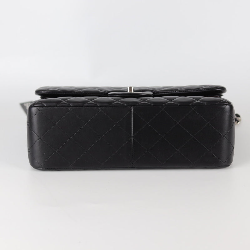 Jumbo Double Flap in Black Lambskin with SHW