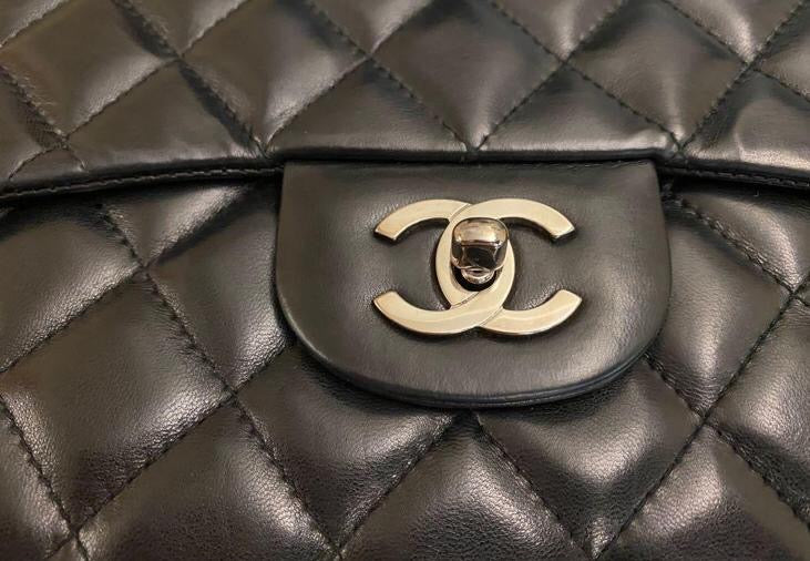 Jumbo Single Flap in Black Lambskin with SHW