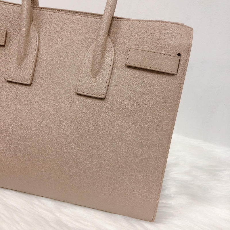 Yves Saint Laurent Classic Small Sac De Jour in Beige Grained Leather