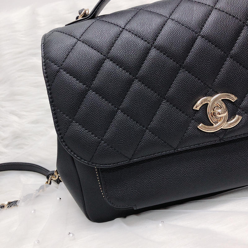 Chanel Quilted Business Affinity Backpack Black Caviar Light Gold Hard –  Coco Approved Studio