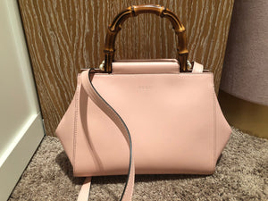 Small Bamboo Nymphaea Leather Satchel Pink - Bag Religion