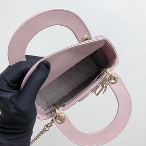 Mini Lady Dior Bag In Baby Pearly Pink with Champaign Hardware