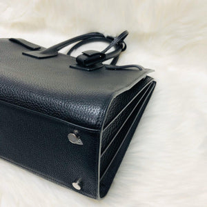 Small Sac De Jour in Black Grained Leather with strap