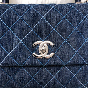 Blue Denim Quilted Medium Coco Handle Flap