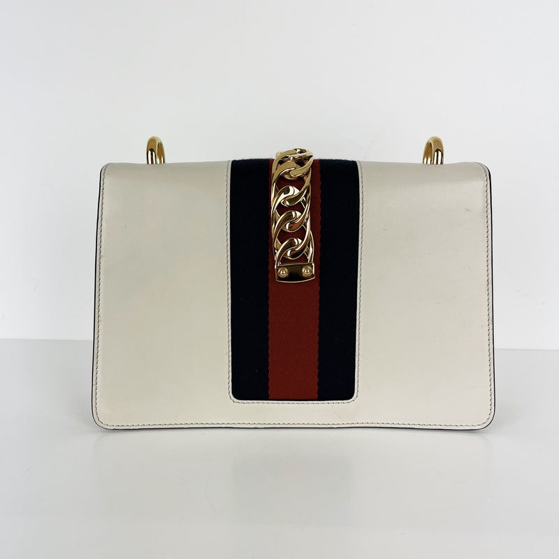 Sylvie Small Shoulder Bag in White GHW