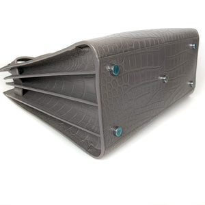 Small Sac De Jour in Crocodile-Embossed Leather Grey