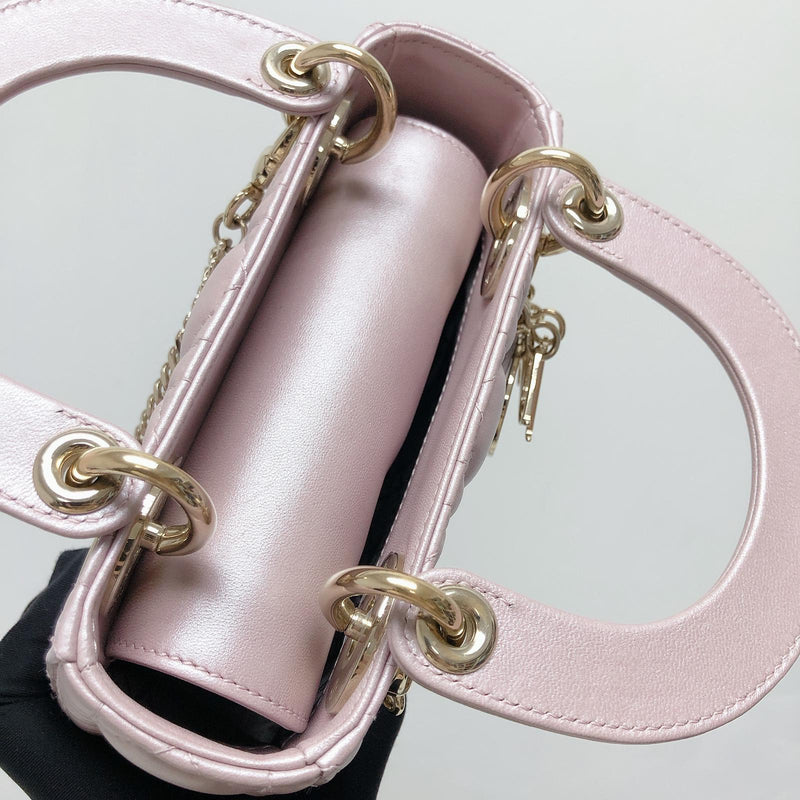 Mini Lady Dior Bag In Baby Pearly Pink with Champaign Hardware