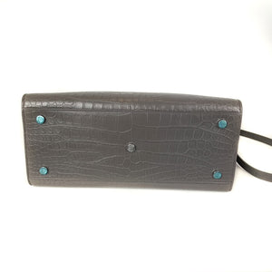 Small Sac De Jour in Crocodile-Embossed Leather Grey