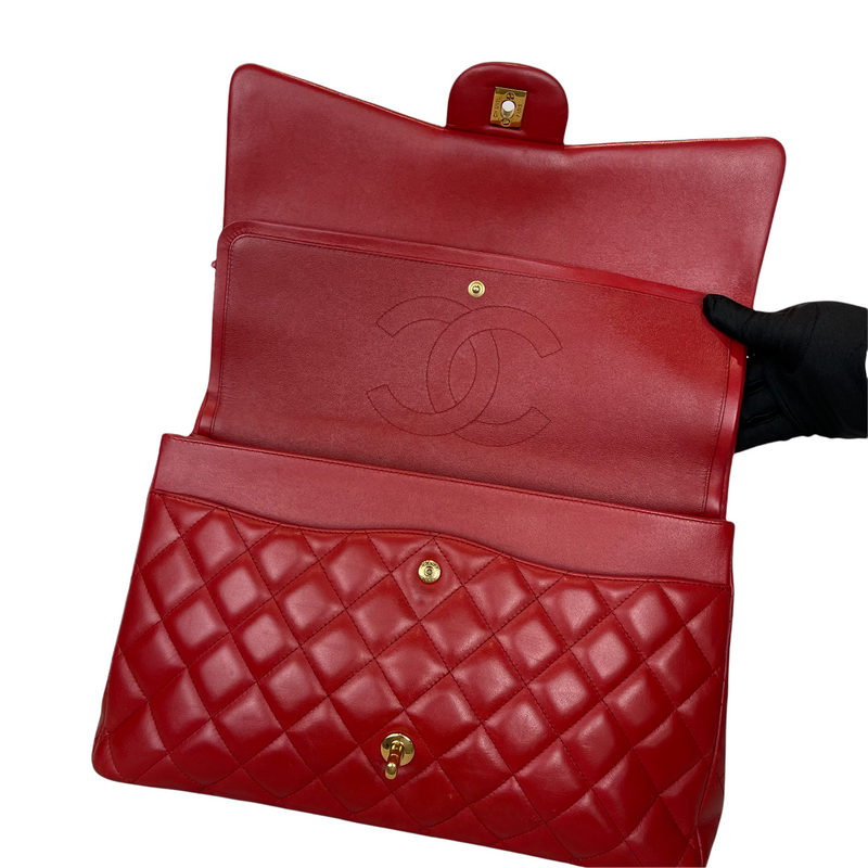 Double Flap Maxi Lambskin Red GHW