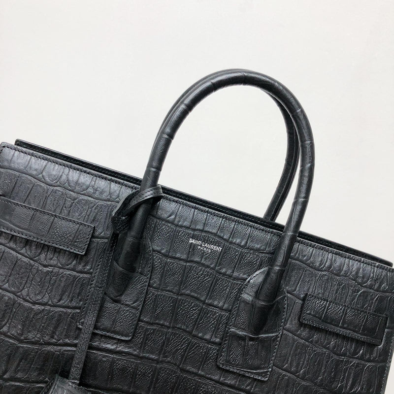 Small Sac De Jour in Crocodile-Embossed Leather Black