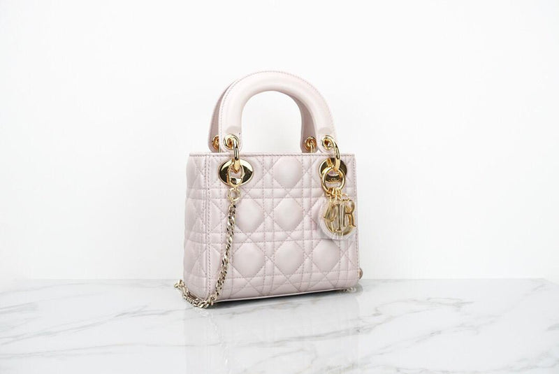 Mini Lady Dior Bag In Baby Pearly Pink with Light Gold Hardware