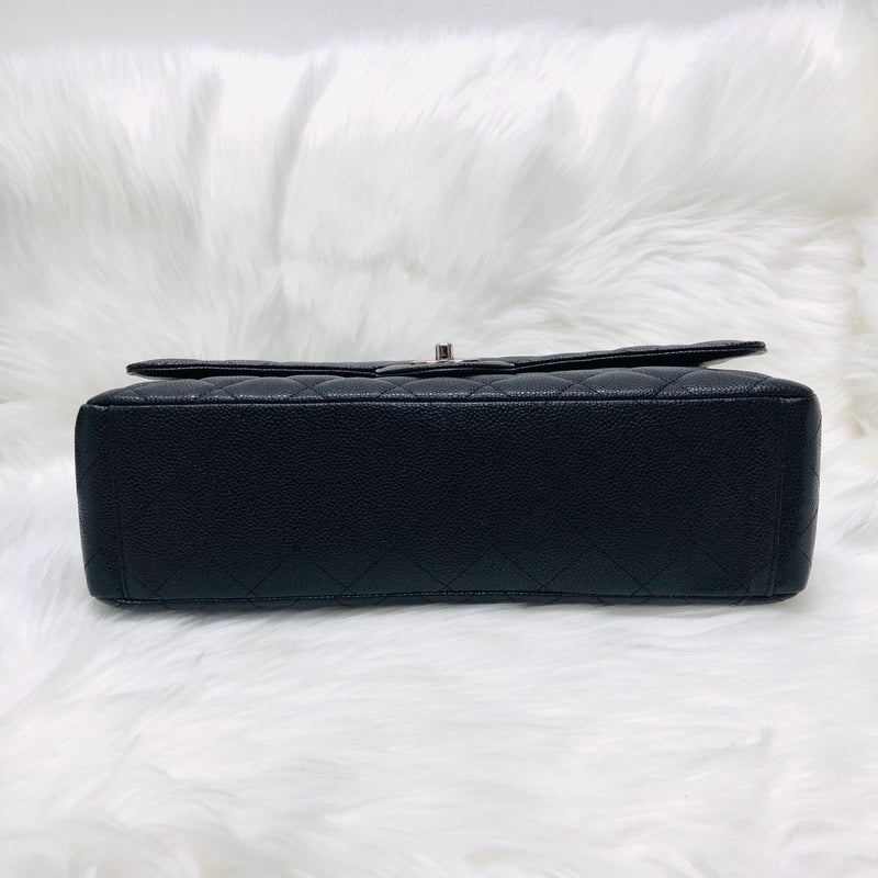 Classic Single Flap Maxi in Black Caviar Leather with SHW