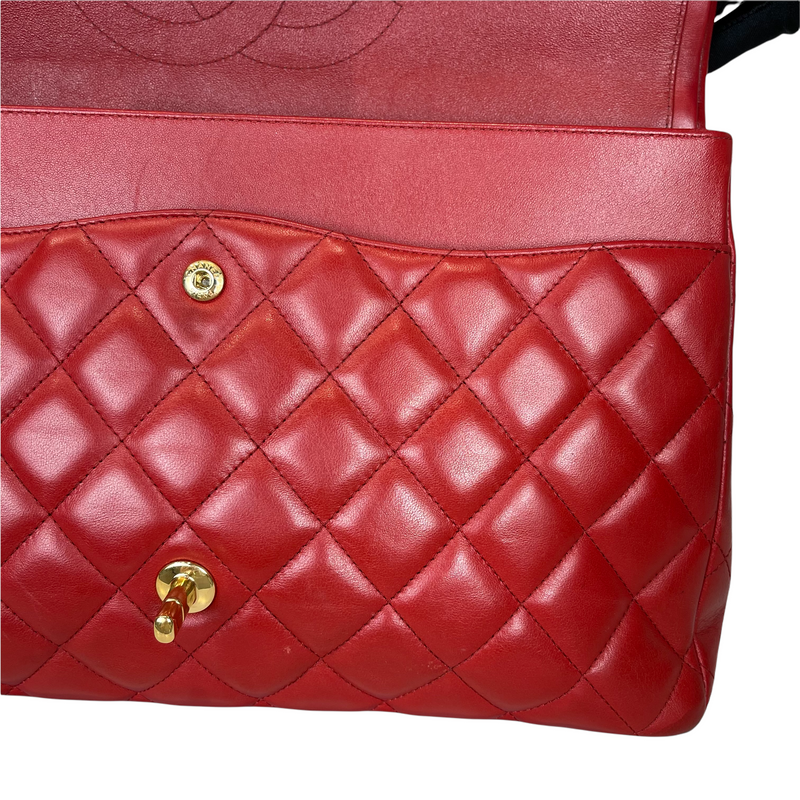 Double Flap Maxi Lambskin Red GHW