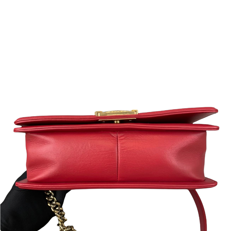 Old Medium Boy Chevron Calfskin Red GHW