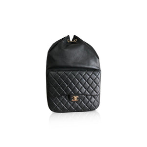 Black Quilted Lambskin Large Seoul Backpack