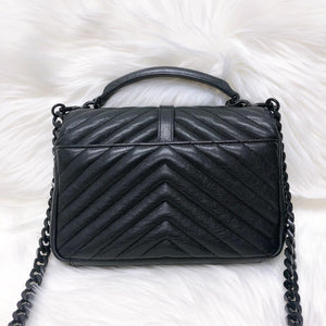 Medium College Leather Bag Black