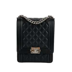 Vertical North South Boy Flap Bag in Black SHW